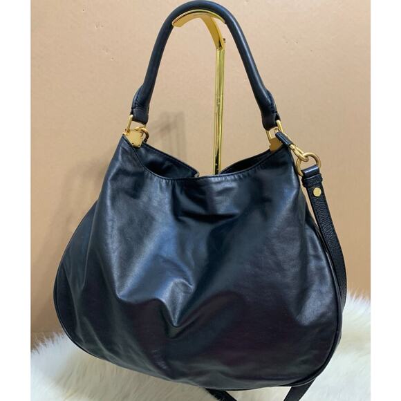 MARC JACOBS Vintage Black Leather Totally Turnlock Double Pocket Slouch Hobo - Picture 15 of 16